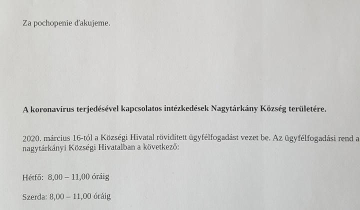 Preventívne opatrenia na zamedzenie šírenia koronavrusu na území