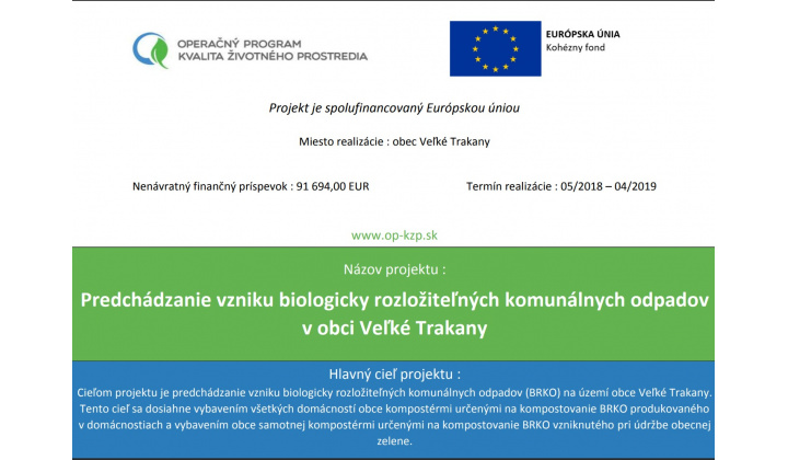 Predchádzanie vzniku biologicky rozložiteľných komunálnych odpadov v obci Veľké Trakany